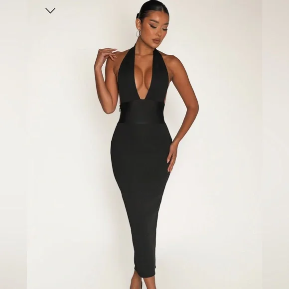 Myoutfitonline Hourglass Bandage Maxi Dress Color Black Size XS